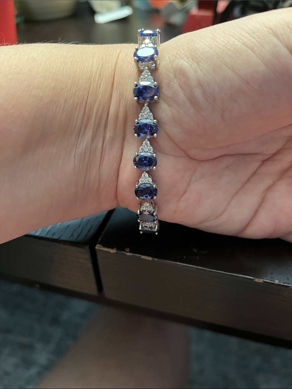 Sterling Silver Blue Sapphire Tennis Bracelet
